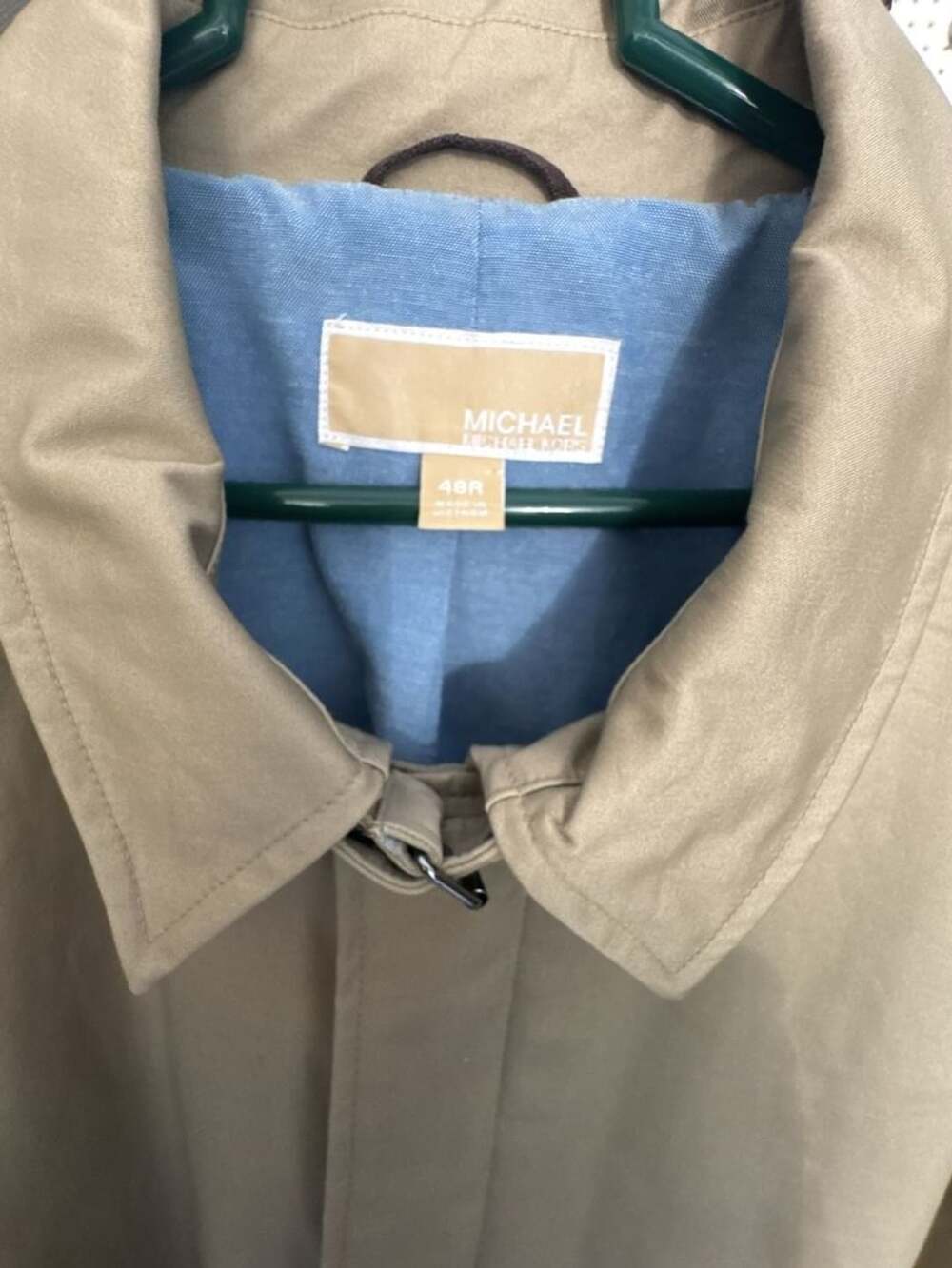 Michael Kors Trench Coat Size 48R Beige Cotton Blend